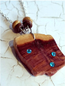 Necklace with wood pendant
