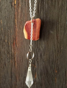 Necklace with wood pendant