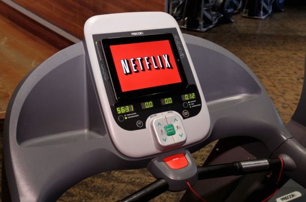 Netflix screen on fitness bike
